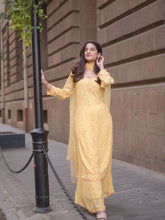 Venetian Sunset Chikankari & Lace Kurta Set (Set of 3)